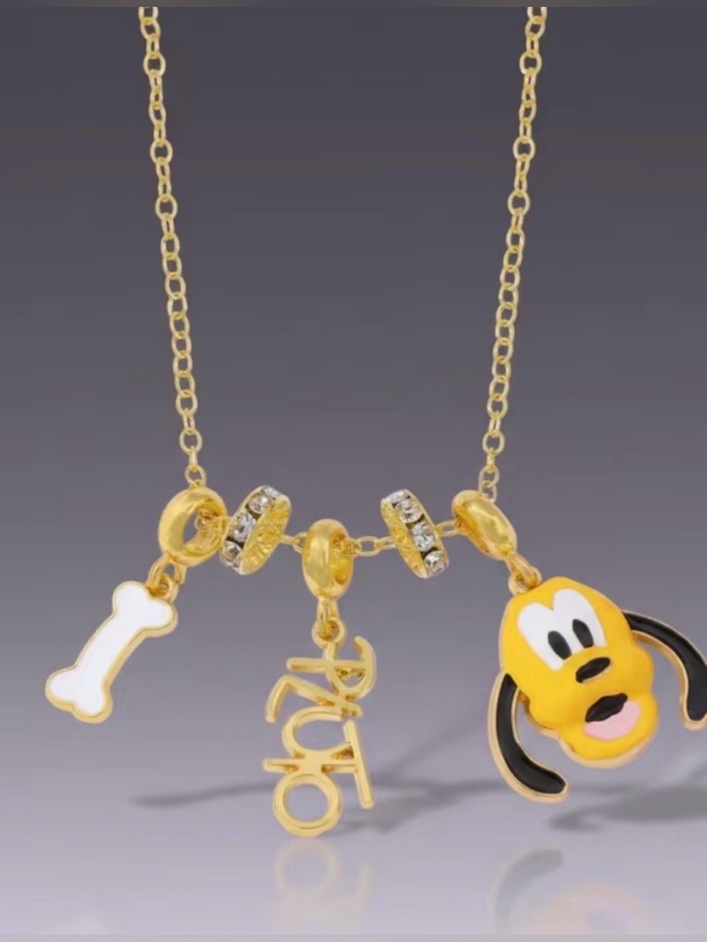 Gold-Tone Dog Charm Necklace - Yellow
